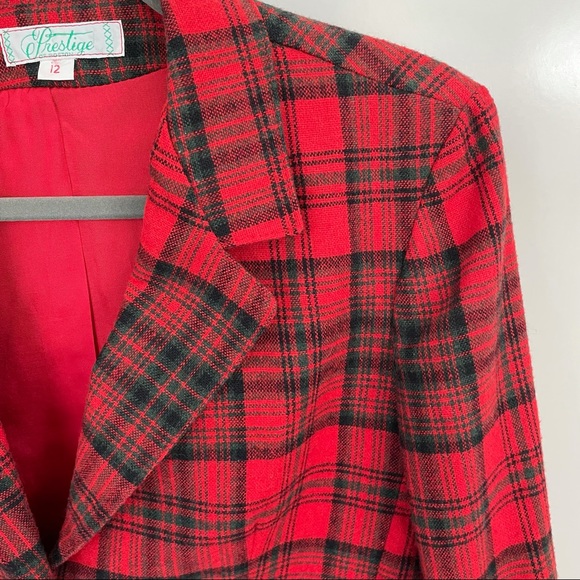 Prestige of Boston Vintage Plaid Wool Blazer Size 12 - Picture 4 of 12